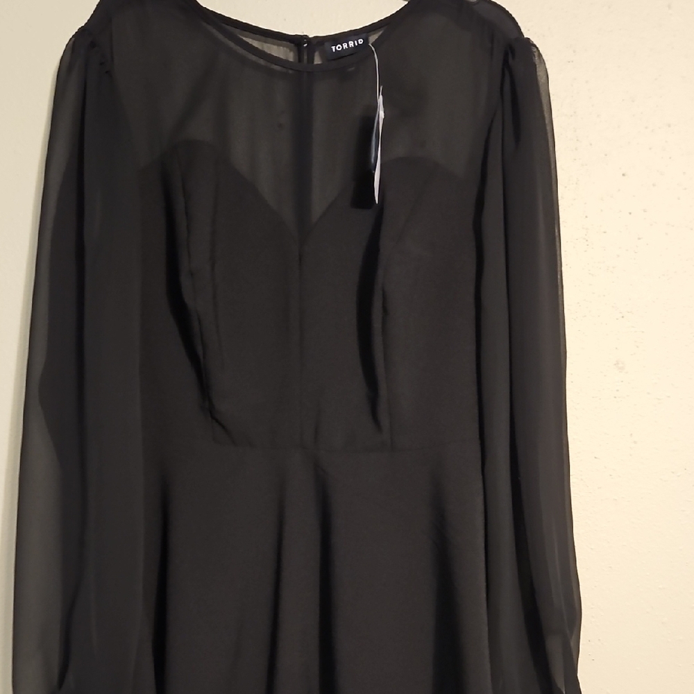 Torrid Black Sheer Sleeve Dress